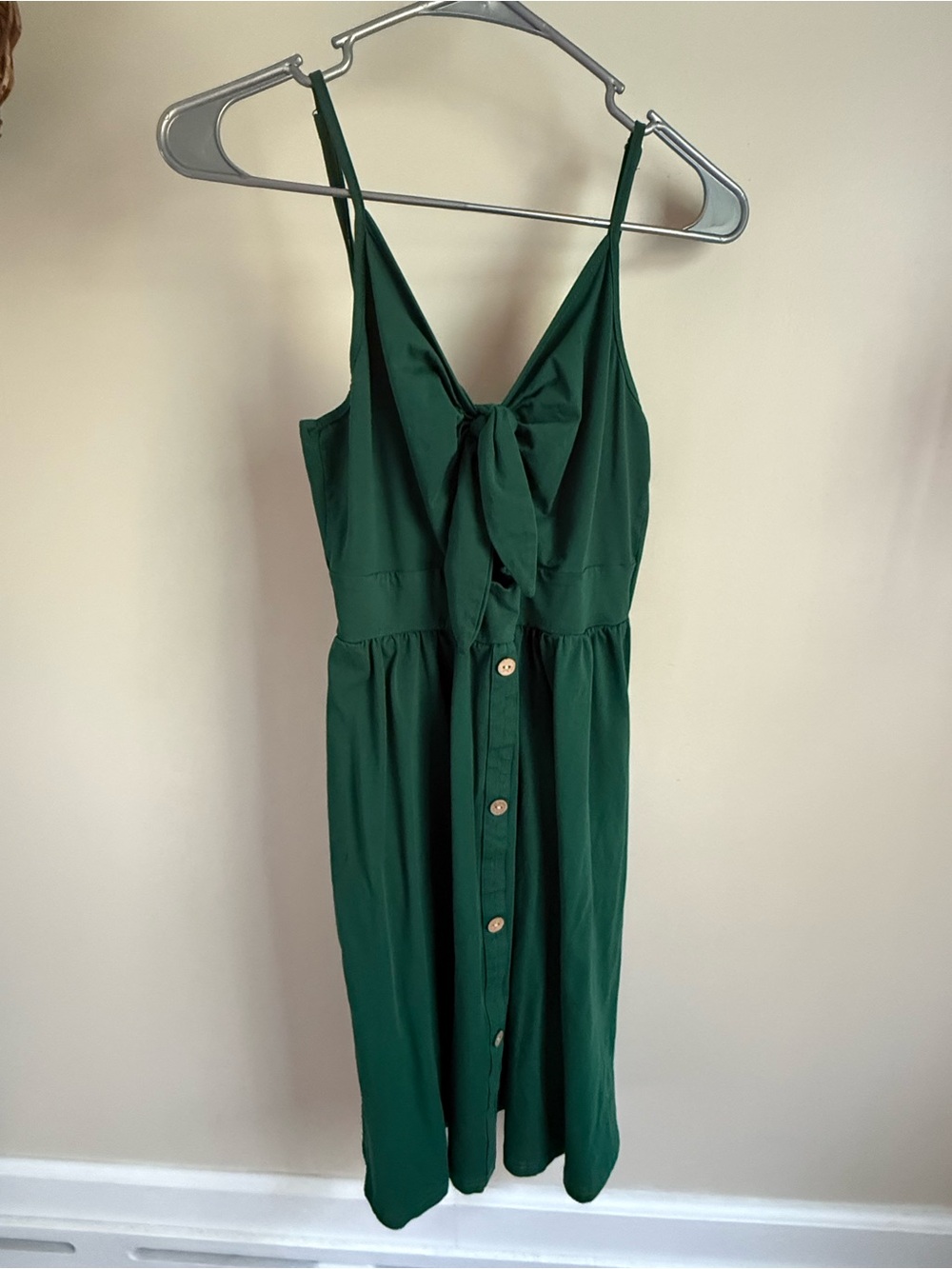 Cotton Perfect Green Tie-Front Button-Down Sundress 💚